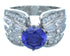 Sterling Silver Cubic Zirconia And Tanzanite Jewelry Ring Size 7 AX71391